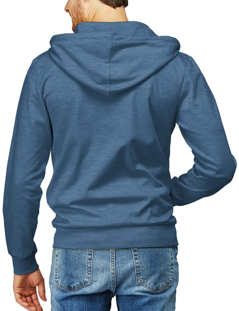 H2H Mens Slim Fit Hoodie with White Zipper and Drawstring STEELBLUE US 3XL/Asia 4XL (CMOHOL048) - Image 4